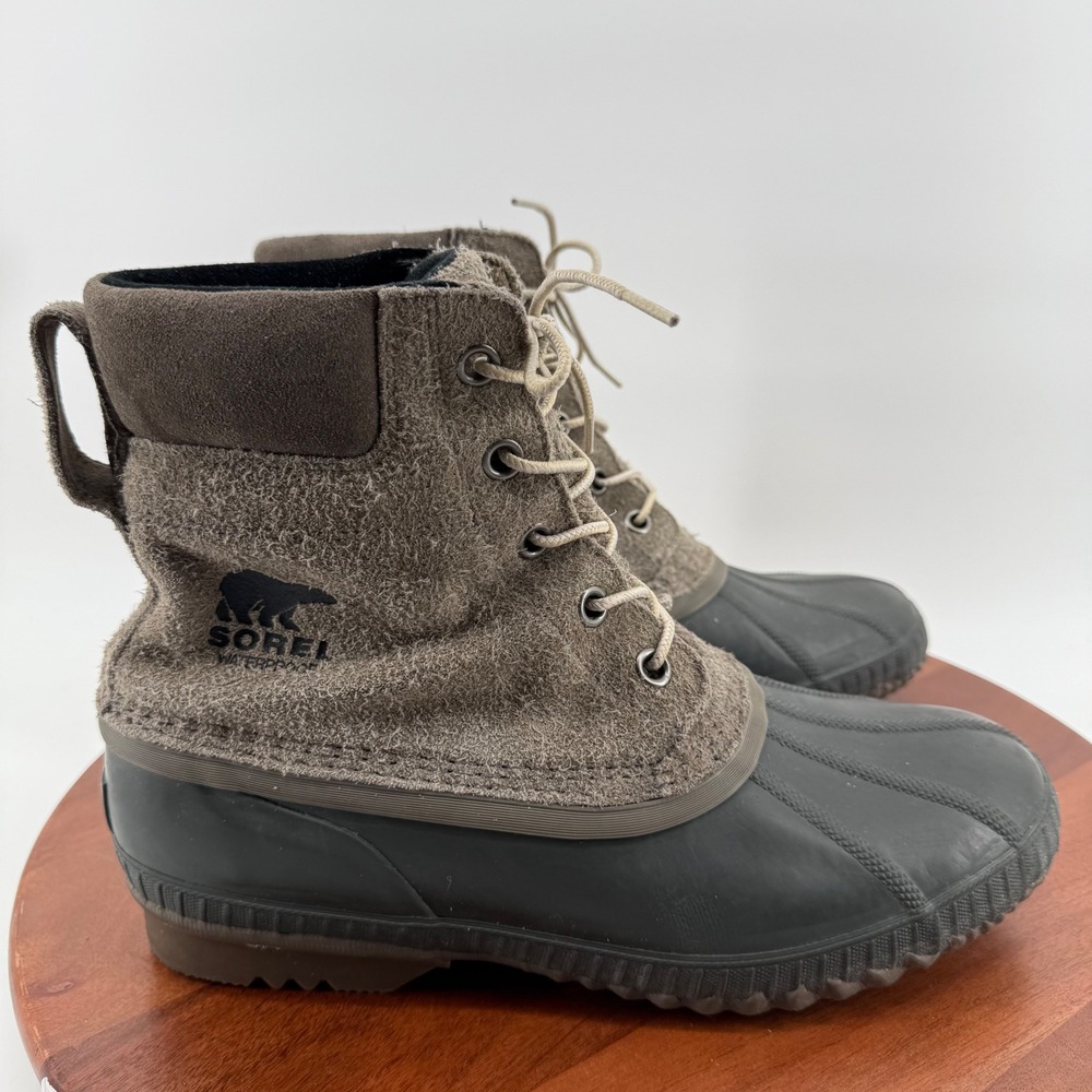 Sorel Cheyanne II Duck Boots Major/Coal Waterproof Suede NM3447-245 Men 11.5
